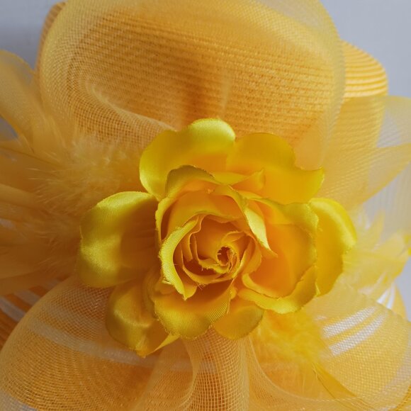 Vintage Medium Brim Hat Women\'s Church Straw Bright Yellow Pillbox Hat main image 5